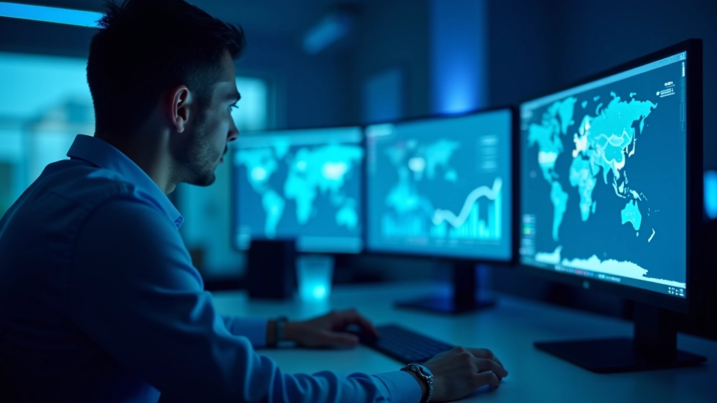 Globale Handelsnetze und Lieferketten auf interaktivem Monitor